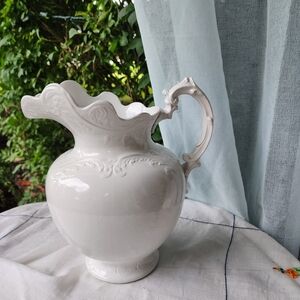 Vintage White Ceramic Pitcher